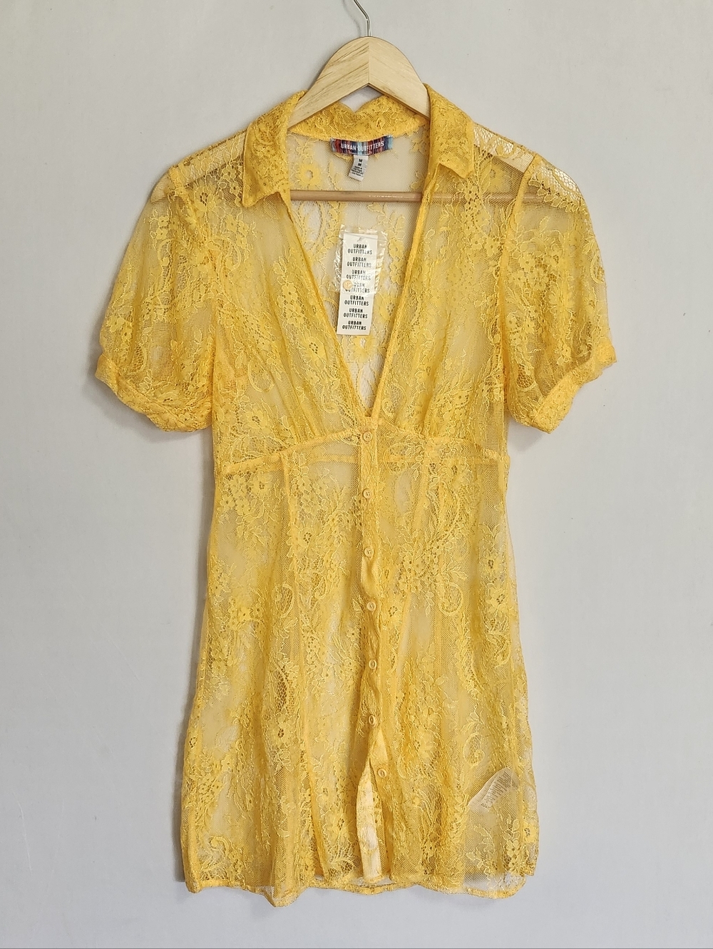 Urban Outfitters 'Connie' Sheer Lace Mini Dress Size M - Picture 2 of 9